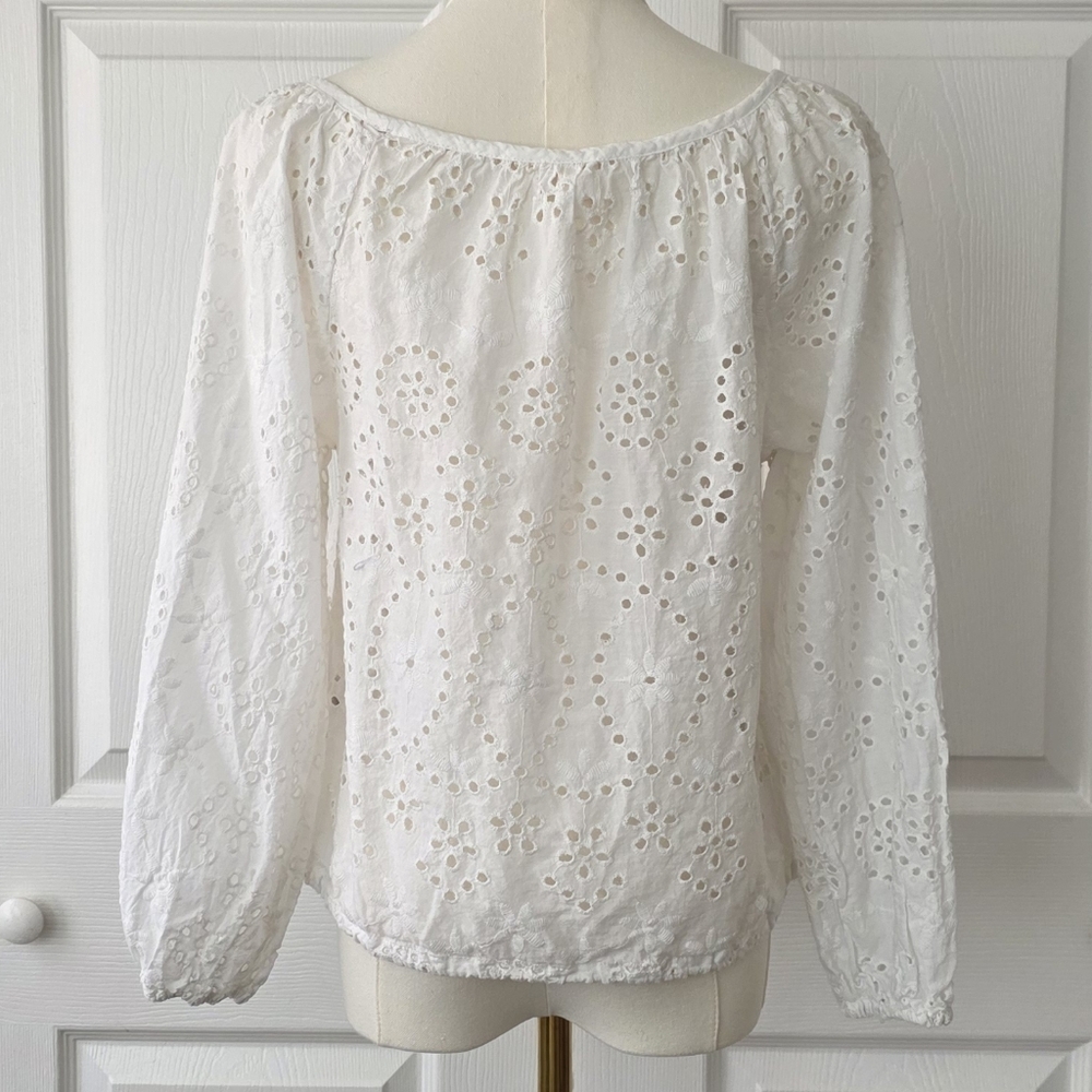 White Ruffled Eyelet Blouse - Picture 2 of 3